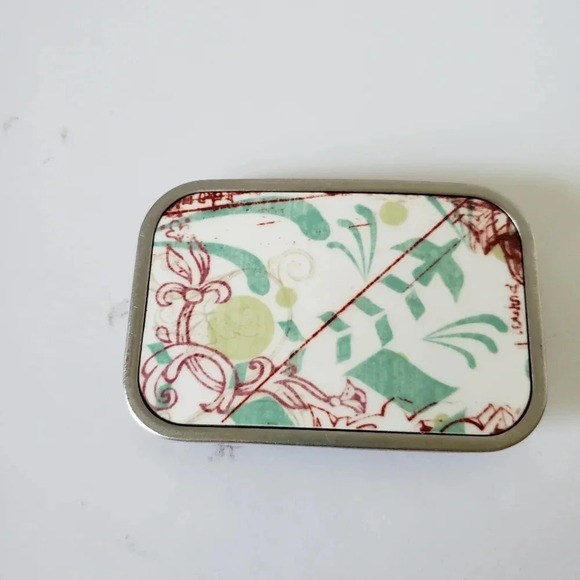 Buckle-Down  Teal/Red/White Metal Abstract Belt Buckle. - Picture 1 of 4